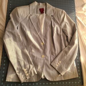 Classic Gray Blue Striped Blazer Nautical Seaside Country Club Professional 14